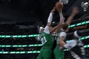 💥泰山压顶！字母哥转身暴起隔扣加福德+弗拉格 本场第一次出手